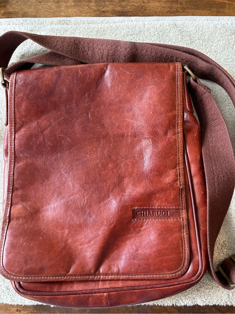 Chiarugi Brown Italian Leather Messenger Bag
